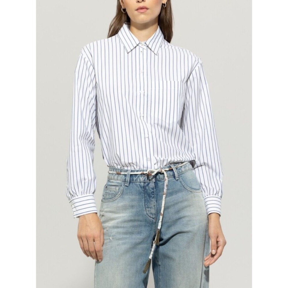Luisa Cerano Blouse Button Down Shirt Cotton Blend Luxury Classic. Size 6.
